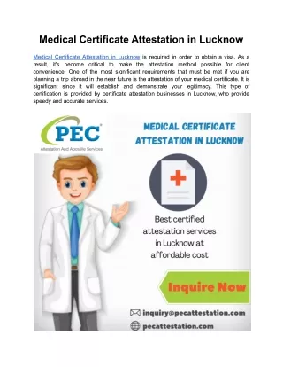 Medical Certificate Attestation in Lucknow