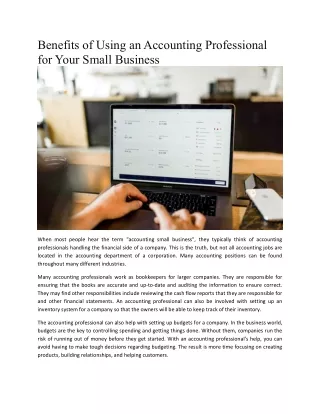 benefits of using an accounting professional