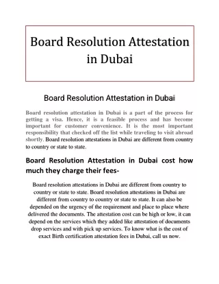 Board Resolution Attestation in Dubai