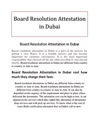 board resolution attestation in dubai