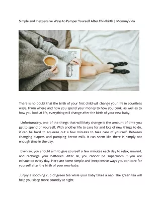 Simple and Inexpensive Ways to Pamper Yourself After Childbirth - MommyVida