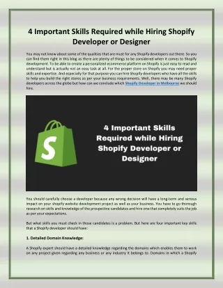 4 important skills required while hiring shopify