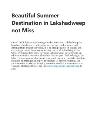 beautiful summer destination in lakshadweep
