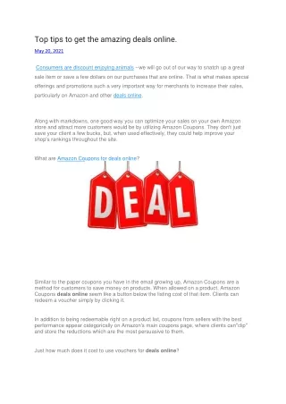 Top tips to get the amazing deals online.