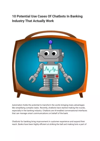 10 Potential Use Cases Of Chatbots In Banking Industry That Actually Work