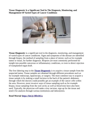 tissue diagnostic is a significant tool