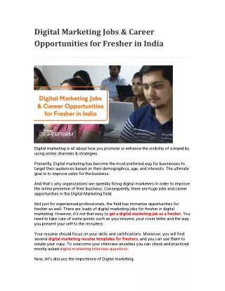 Digital Marketing Jobs & Career Opportunities For Fresher In India