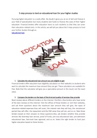 5 step process to land an educational loan for your higher studies