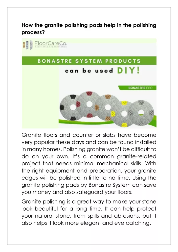 how the granite polishing pads help