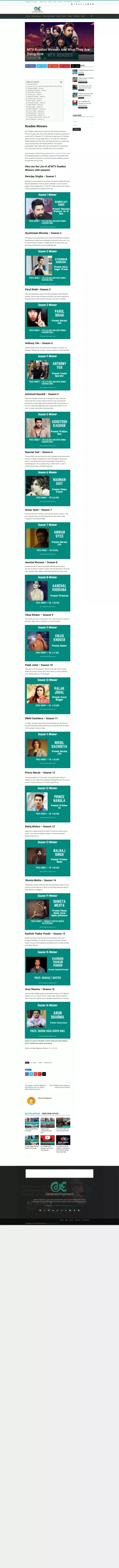 MTV Roadies winners