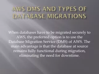 AWS DMS and Types of Database Migrations