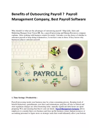 Benefits of Outsourcing, payroll management company and best payroll software-converted