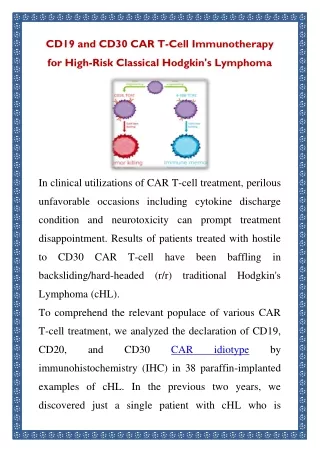 CD19 and CD30 CAR T-Cell Immunotherapy for High-Risk Classical Hodgkin's Lymphom