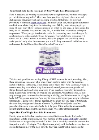 super shot keto lastly reach all of your weight