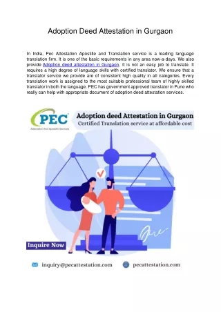 adoption deed attestation in gurgaon