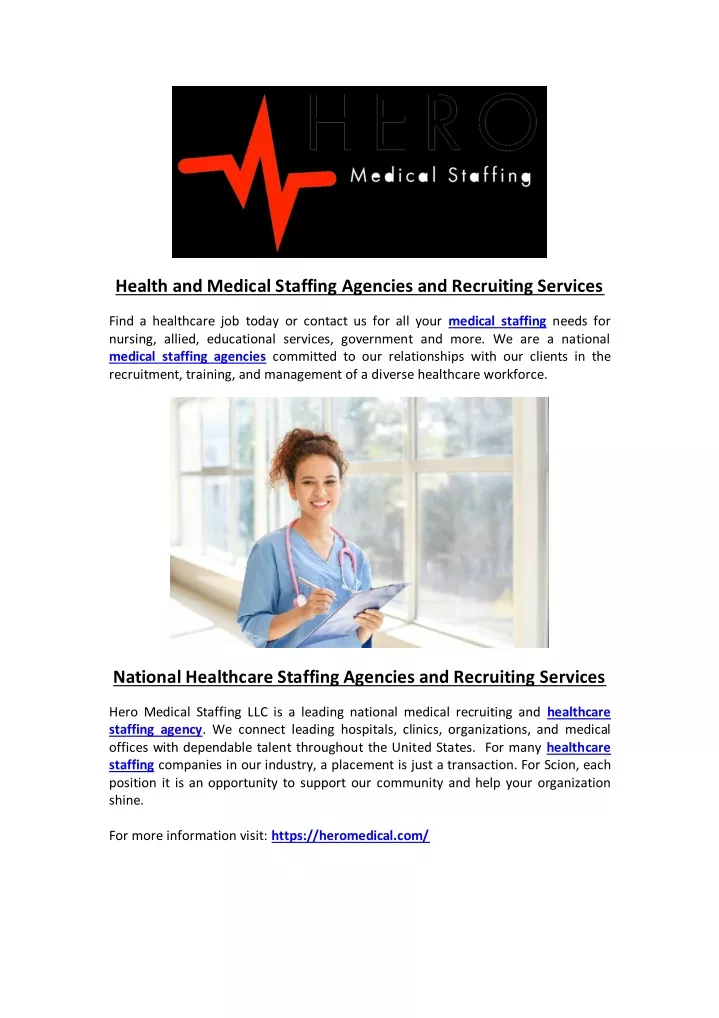 health and medical staffing agencies