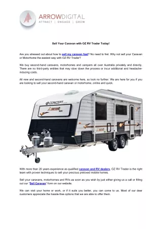 Sell Your Caravan with OZ RV Trader Today!