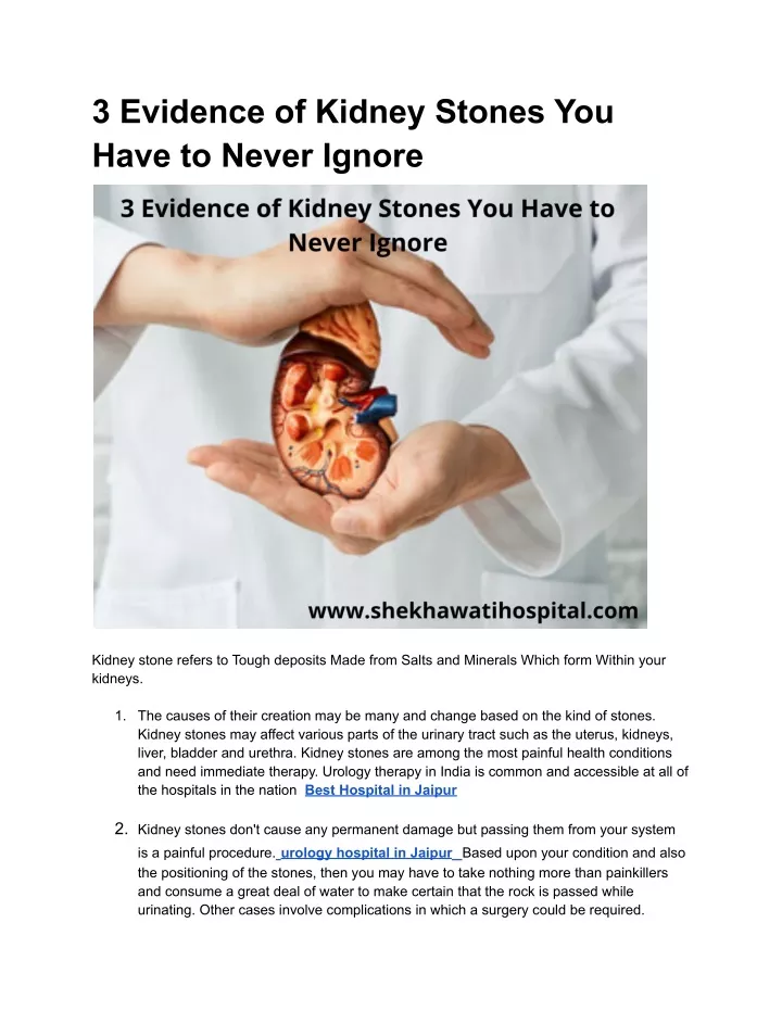 3 evidence of kidney stones you have to never