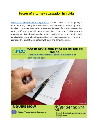 Power of attorney attestation in noida
