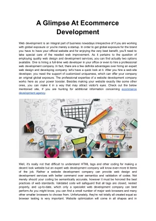 a glimpse at ecommerce development