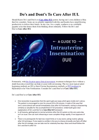 do s and dont s to care after iui