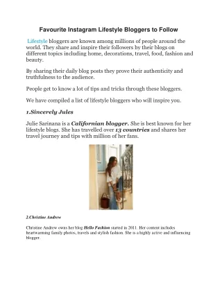 Favourite Instagram Lifestyle Bloggers to Follow