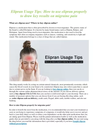 Elipran Usage Tips_ How to use elipran properly to draw key results on migraine pain