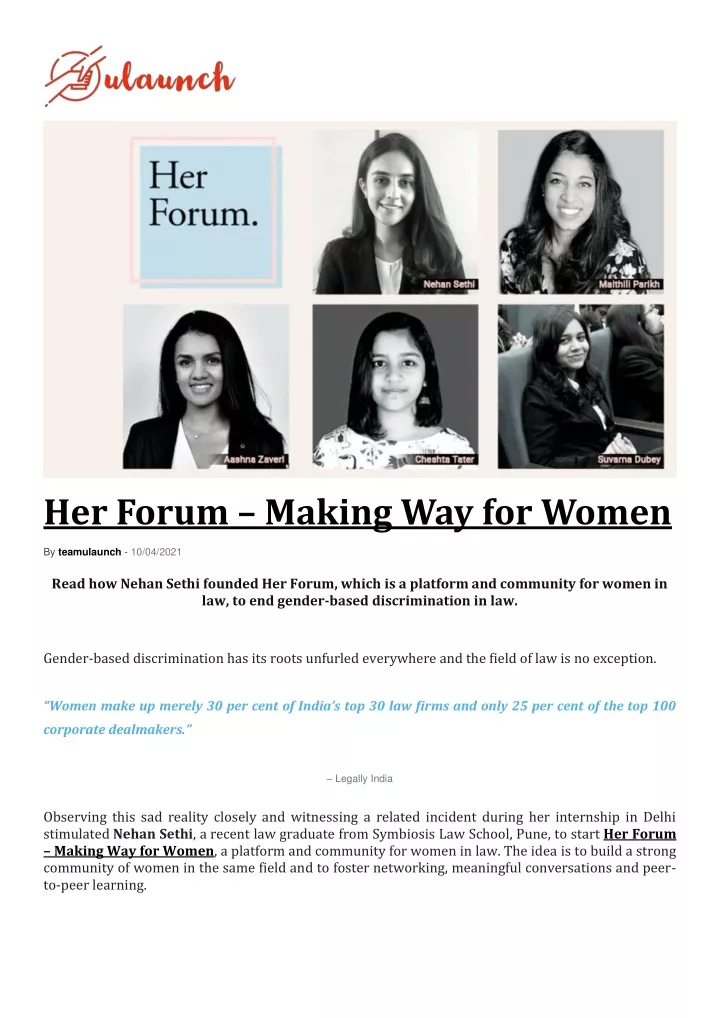 her forum making way for women