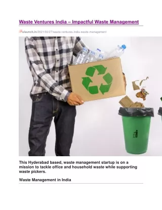 Waste Ventures India