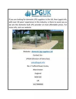 Domestic LPG Suppliers UK | LPG UK
