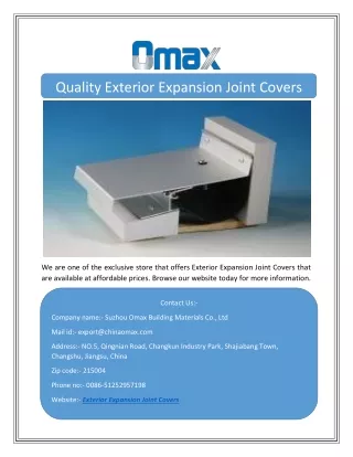 Quality Exterior Expansion Joint Covers