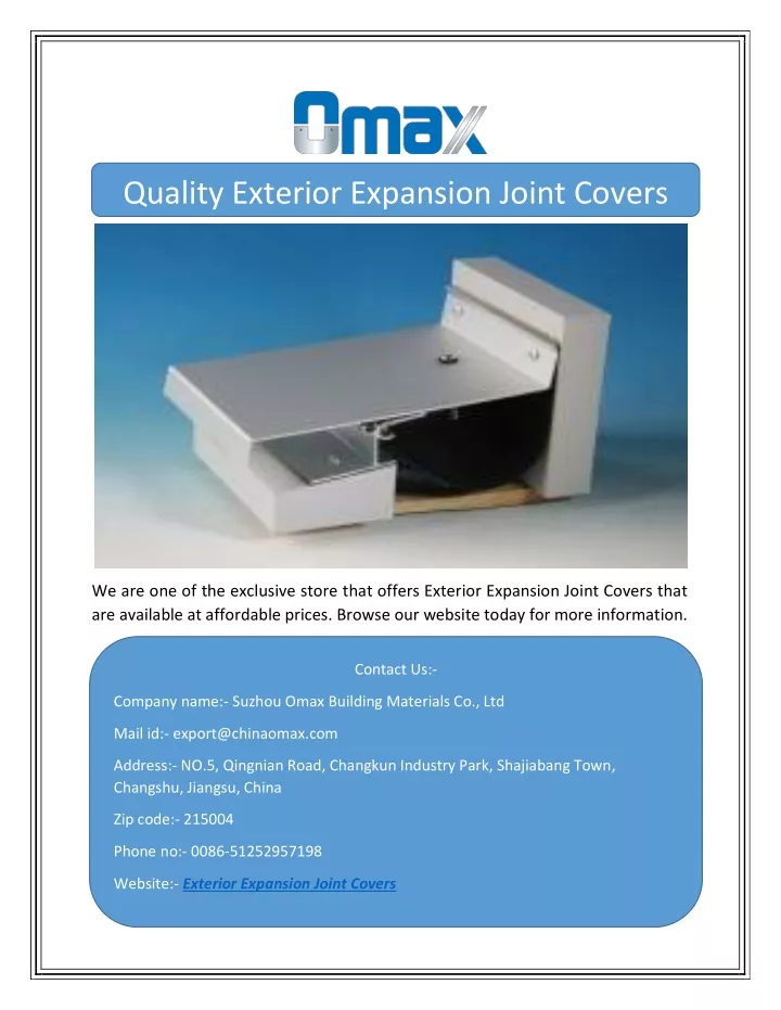 quality exterior expansion joint covers
