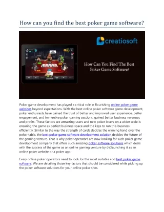 how can you find the best poker game software