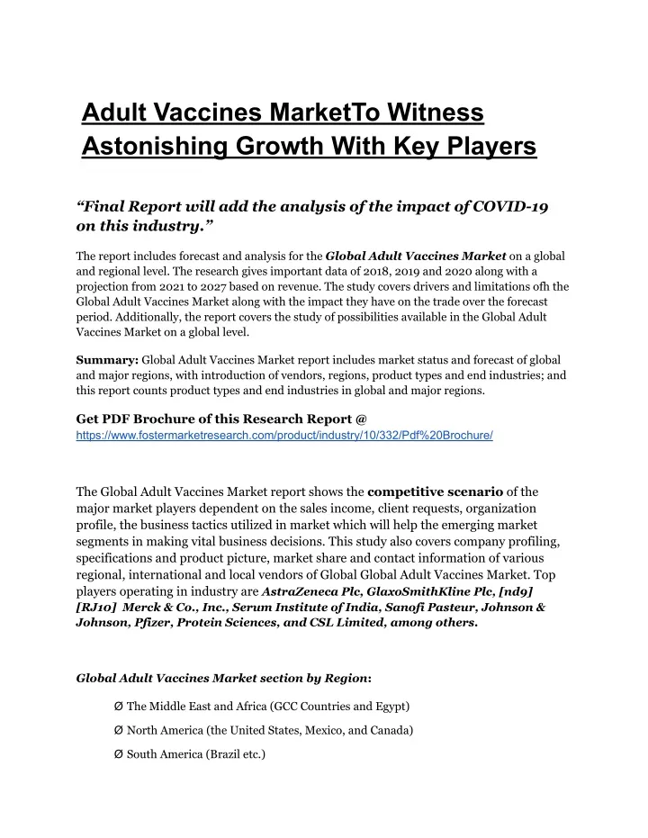 adult vaccines marketto witness astonishing