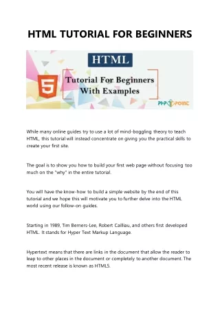 HTML TUTORIAL FOR BEGINNERS