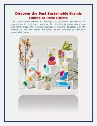 Discover the Best Sustainable Brands Online at Reve Ultime