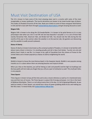 Must Visit Destination of USA