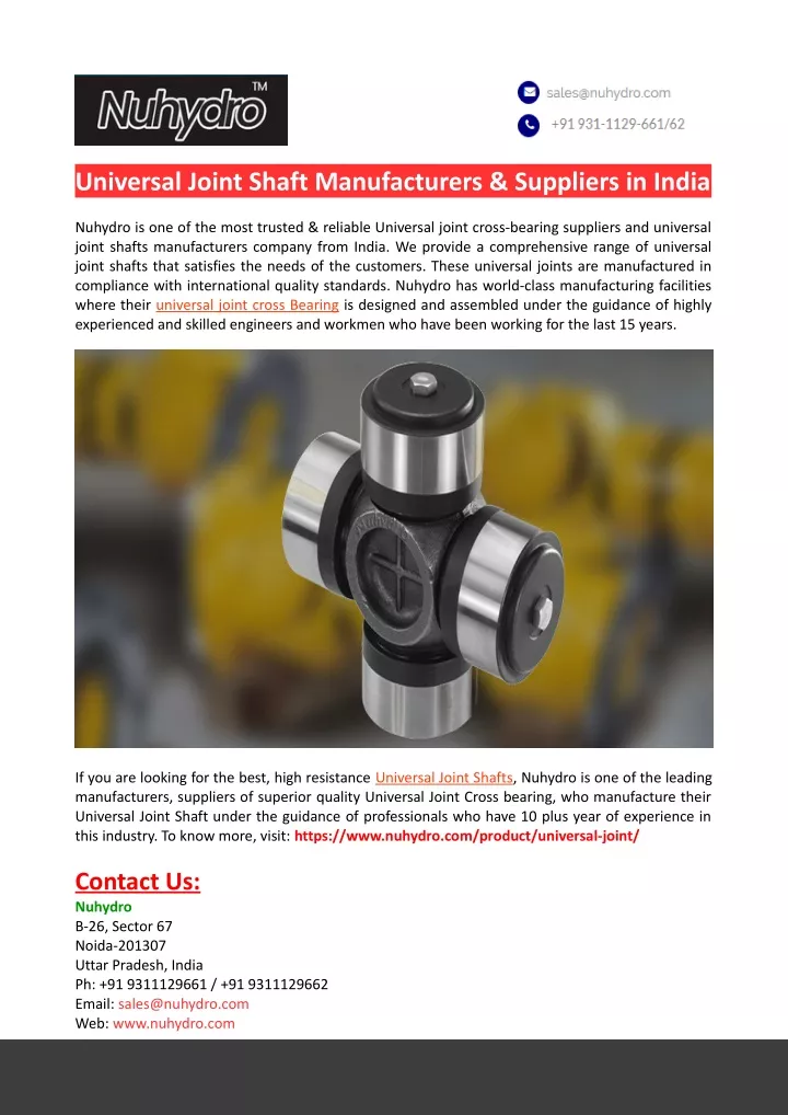 universal joint shaft manufacturers suppliers