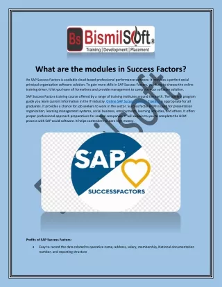 What are the modules in Success Factors?