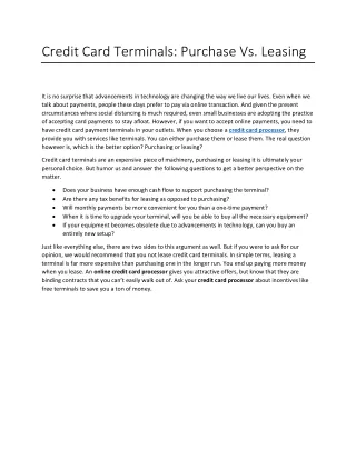 credit card terminals purchase vs leasing