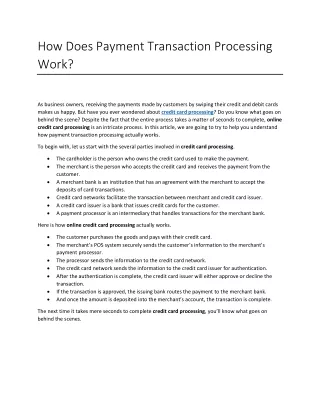 how does payment transaction processing work