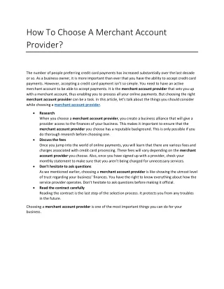 how to choose a merchant account provider