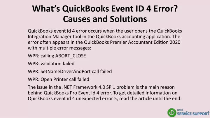 what s quickbooks event id 4 error causes and solutions