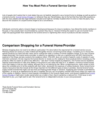 how you must pick a funeral service carrier