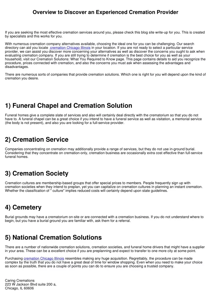 overview to discover an experienced cremation