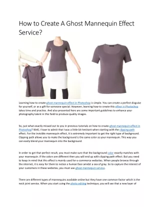 how to create a ghost mannequin effect service