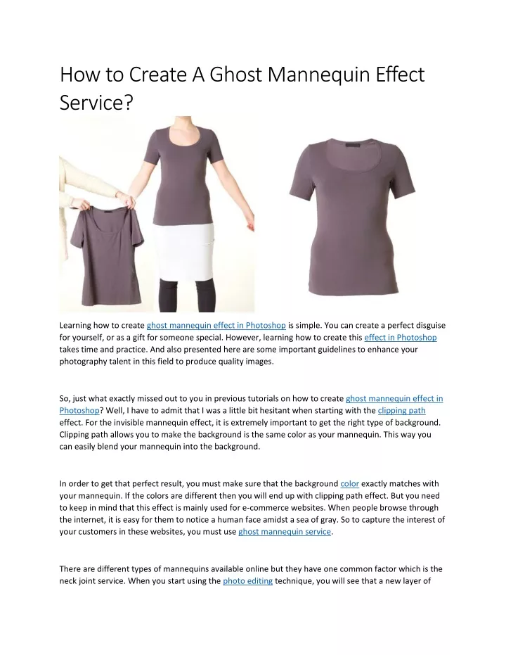 how to create a ghost mannequin effect service