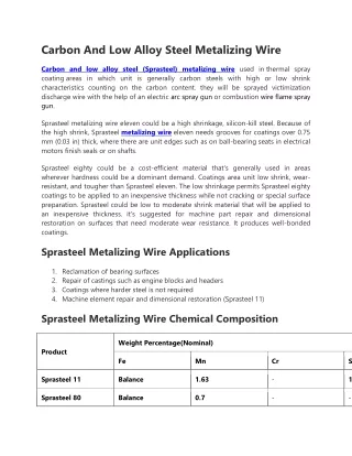 carbon and low alloy steel metalizing wire