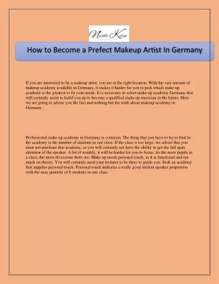 How to Become a Prefect Makeup Artist In Germany