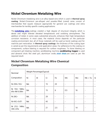 nickel chromium metalizing wire